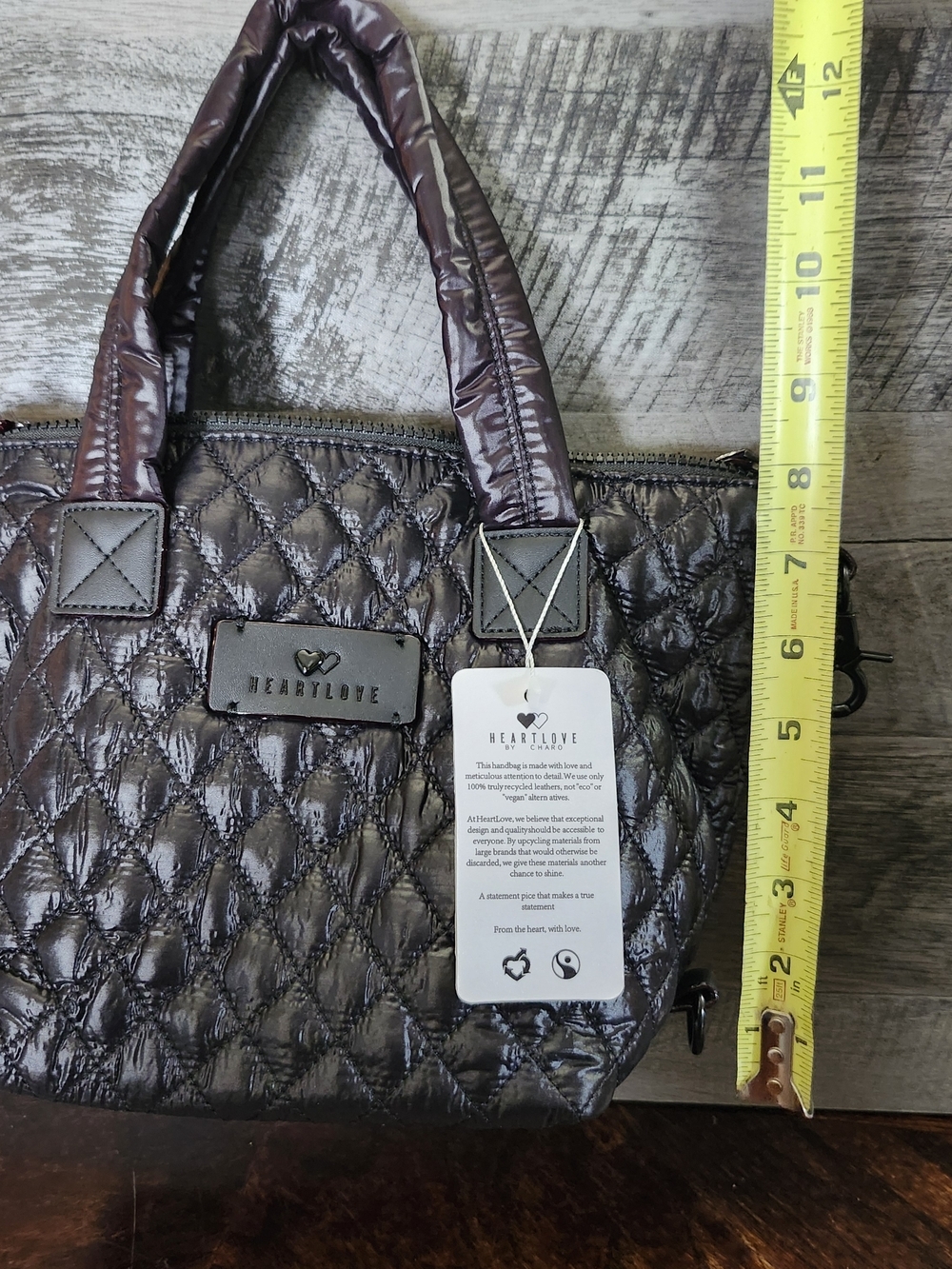 NWT Black Quitled Puffer Satchel With Croasbody Strap - Picture 6 of 7